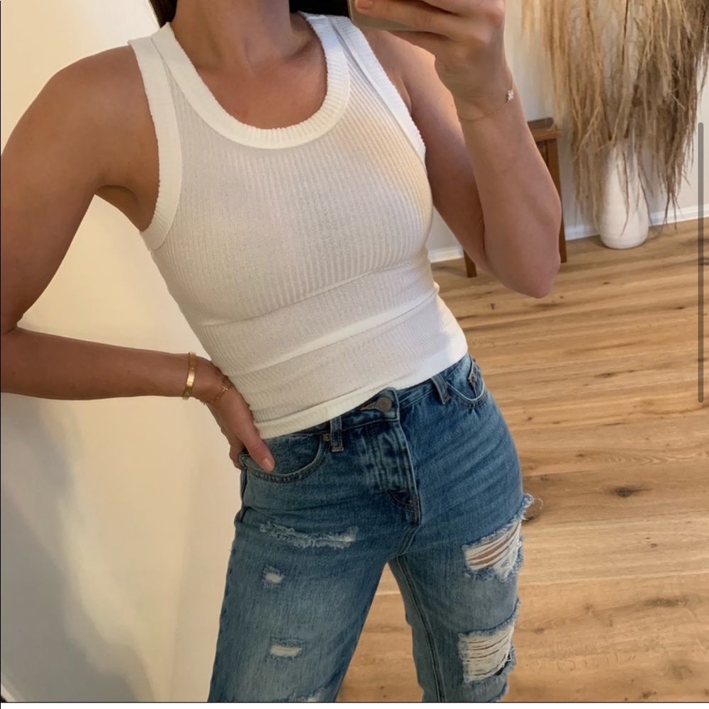 White Knitted Racerback Tank - Picture 2 of 6